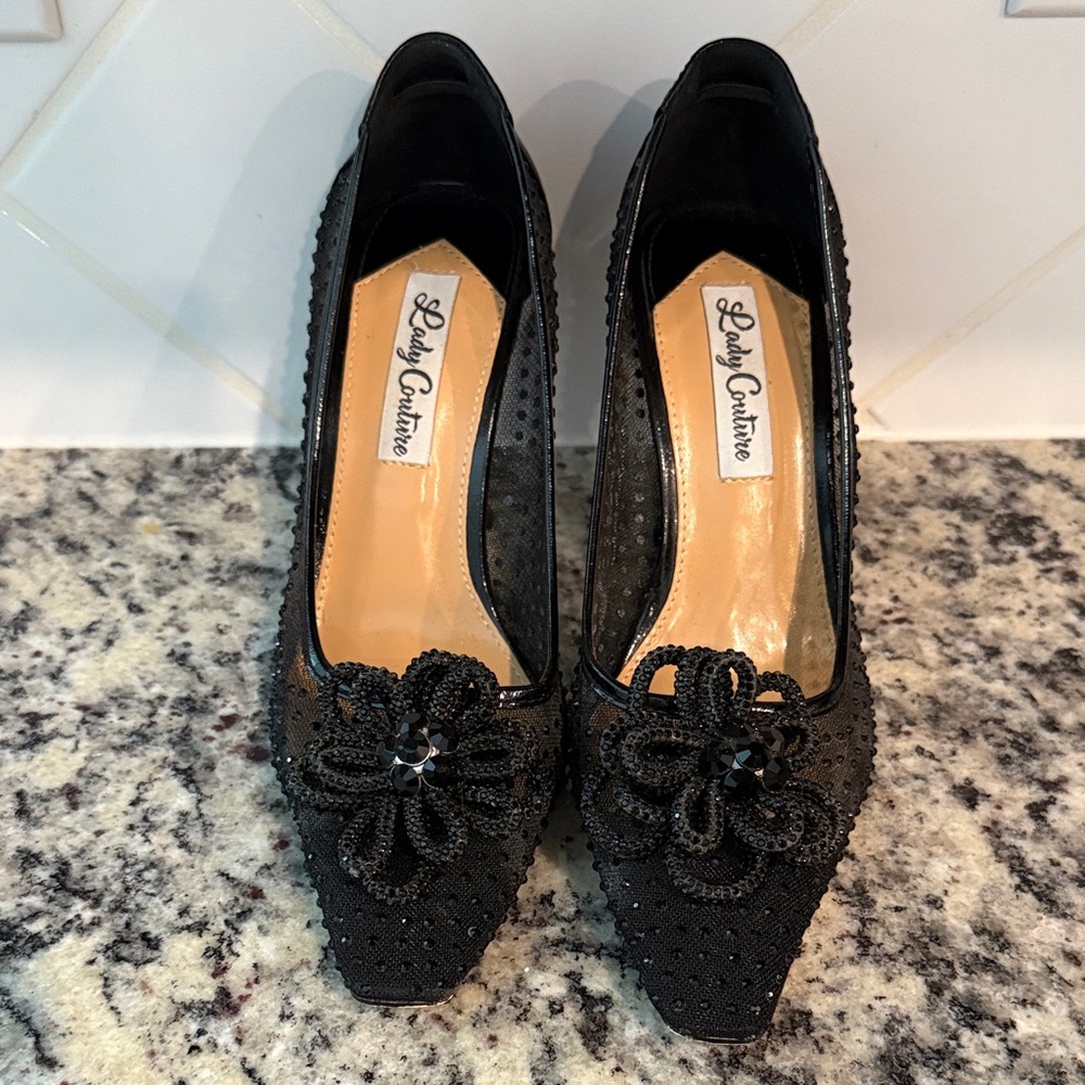 Lady Couture Black Embellished Heels